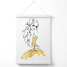 Fashion Woman Pen and Ink Sketch Poster with Hanger / 33cm / White