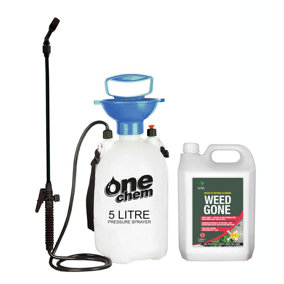 Fast Acting Weedkiller Weed Gone 5L With 5L One Chem Garden Sprayer