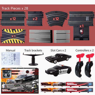 Fast & Furious Dead Drop Challenge Slot Car Track - Police Dodge Charger Racing Set By Dragon-i