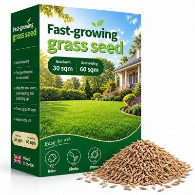 Fast Growing Grass Seed 1.2KG Premium Lawn Seed for Overseeding and New ...