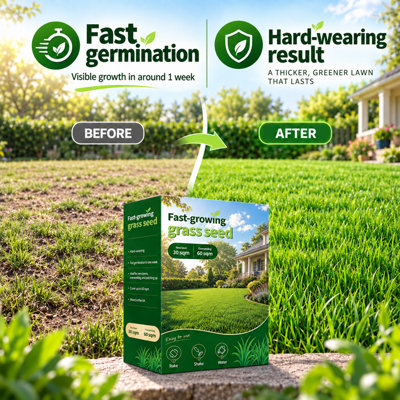 Fast Growing Grass Seed 1.2KG Premium Lawn Seed for Overseeding and New ...