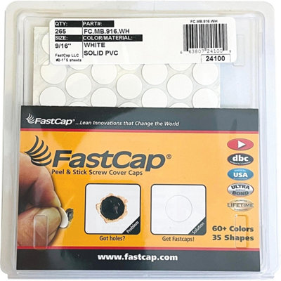 FastCap Peel & Stick White PVC Screw Cover Caps 14mm (9/16