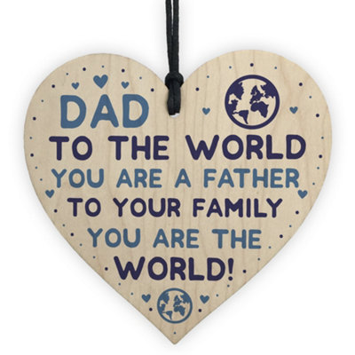 Fathers Day Gifts For Dad Father Wood Heart Dad Birthday Gift Thank You ...