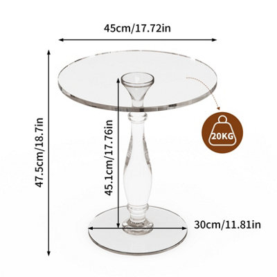 FATIOV 18" Round Clear Acrylic Side Table for Small Spaces