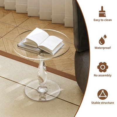 FATIOV 18" Round Clear Acrylic Side Table for Small Spaces