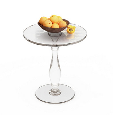 FATIOV 18" Round Clear Acrylic Side Table for Small Spaces