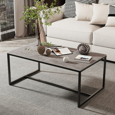 FATIOV Heavy Duty Marble Coffee Table Anit-scratch Center Tea Table Accent Table Bench, Grey
