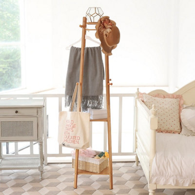 FATIVO 169cm H Wooden Coat Rack Hat Jacket Bag Clothes Rail Stand ...