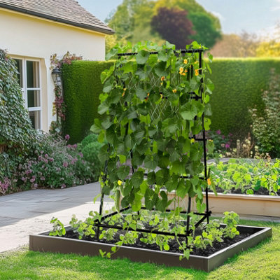 Cucumber Tomato Trellis 4ft Tall Garden Trellis For Climbing Plants - Metal  Frame With Nylon Netting For Cucumbers, Tomatoes, Vines & Raised Beds  Outdoor Plant Support