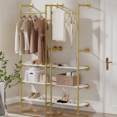 FATIVO 178cmH Heavy Duty Industrial Pipe Clothes Rail Hanging Open