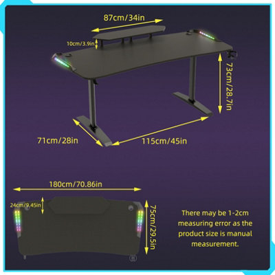 FATIVO 180cm Oversize Large RGB Racing Gaming Desk Computer Table Sofa ...