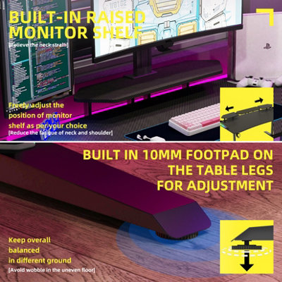 FATIVO 180cm Oversize Large RGB Racing Gaming Desk Computer Table Sofa ...