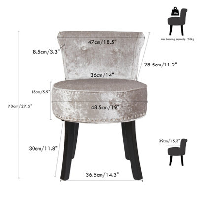 grey crushed velvet dressing table chair Tamara Crushed Velvet Fabric Swivel Arm Chair