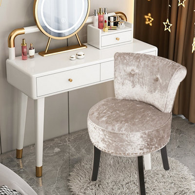 grey crushed velvet dressing table chair FATIVO 1PCS 70cm H Vanity Stool Bedroom Makeup Chair w/Backrest FEB 26. 50% OFF SUMMER SALE