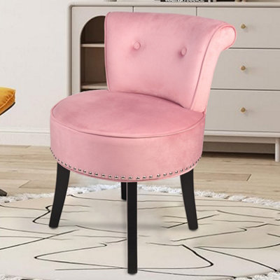 FATIVO 1PCS Crushed Velvet Vanity Stool Dressing Table Chair Bedroom Makeup Chair w/Backrest, Pink