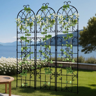 Freestanding Matte Black Metal Wire Diamond Lattice Support Frame Trel
