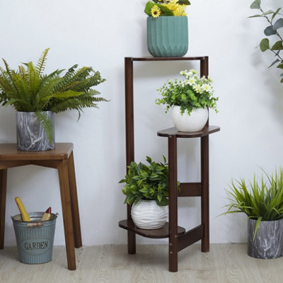 FATIVO 3 Tier Bamboo Corner Plant Stand Flower Pot Holder Shelf Indoor High  Low Display Stand