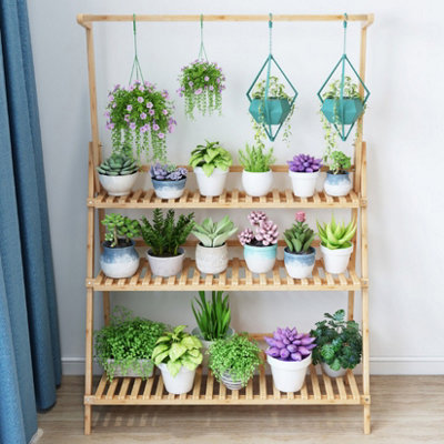 FATIVO 3 Tier Flower Plant Pot Stand Folding Display Hanging Shelf ...