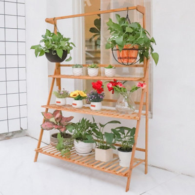 FATIVO 3 Tier Flower Plant Pot Stand Folding Display Hanging Shelf ...