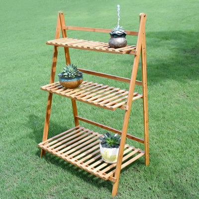 FATIVO 3 Tier Flower Plant Pot Stand Folding Display Hanging Shelf ...