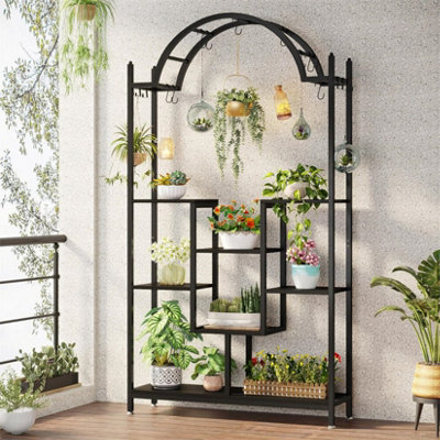 FATIVO 5Tier Plant Stand Half-Moon Shaped Metal Bookcase Large Storage ...