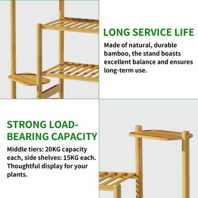 FATIVO 6 Tiers Wood Bamboo Tall Plant Shelf Plant Holders Corner Flower ...