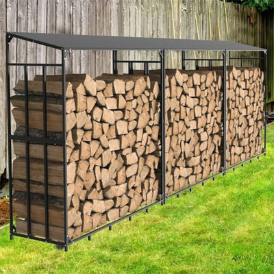 FATIVO 70" Large Heavy Duty Outdoor Metal Log Store Stack Holder Wood ...
