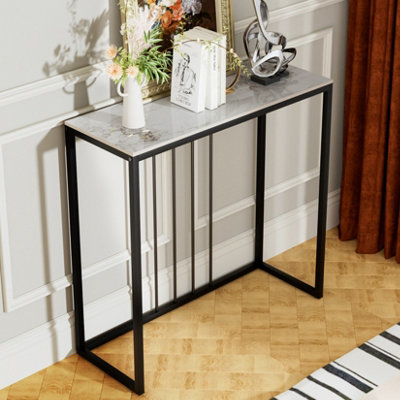 FATIVO 80cm Long Console Table Marble Table Hallway Entrance Storage Rack