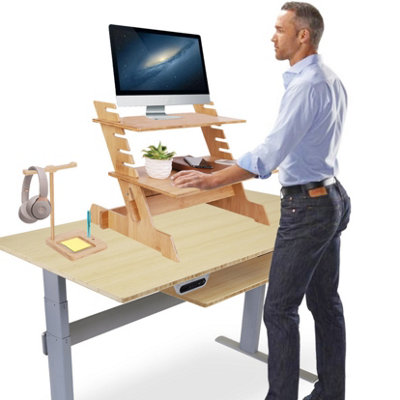 FATIVO Adjustable Standing Desk Converter - 2 Tier Sit Stand Desk Riser ...