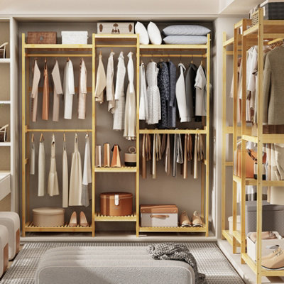 FATIVO Extra Large Thicken Bamboo Clothes Rail Garment Rack