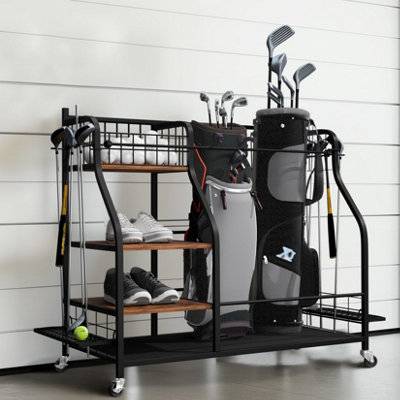 FATIVO Garage Golf Bag Storage Rack Double Golf Bag Organizer Holder w ...