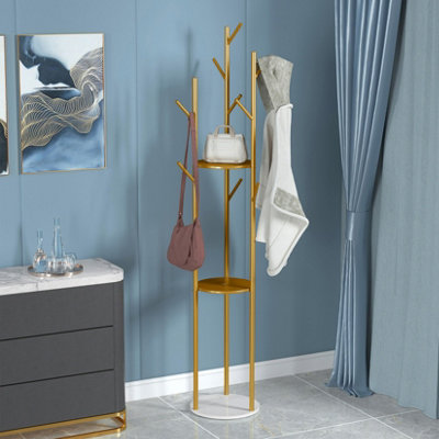 FATIVO Heavy Duty Marble Coat Rack Stand Tall Clothes Rail Hanger f ...