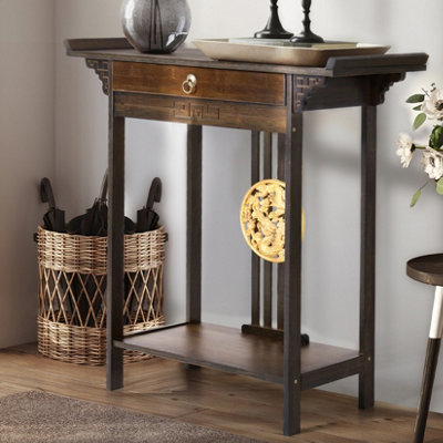 FATIVO High Polish Narrow Console Table Hallway Table Entry Decor With Storage Drawer 82cmH