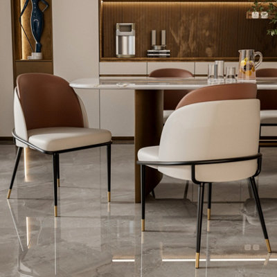 FATIVO Hx80 Wx52 Dx50cm Set of 2 Dining Microfiber Leather Chairs ...