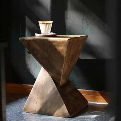 FATIVO Indoor Outdoor Sofa Side Table Pedestal Concrete Accent Table