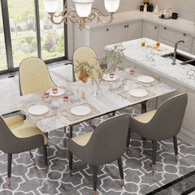 FATIVO Kitchen Extendable Dining Table Stretchable 130-160cm Dinning ...