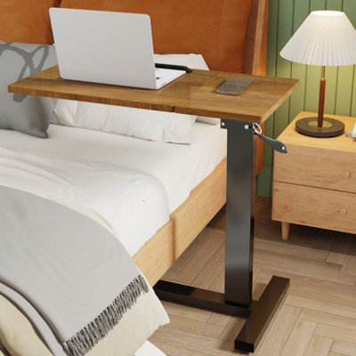 FATIVO Mobile Over Bed Chair Table Hospital Overbed Height Adjustable Laptop Tray Stand w/Tilting Feature
