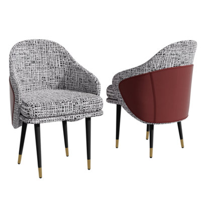FATIVO Set Of 2 Dining Chairs: Modern Upholstered Kitchen Dining Chairs Two Toned Sponge Padded Dining Room Chairs