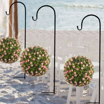 FATIVO Set of 8 Metal Shepherd Crook Hook Bird Feeder Pole Hanging Plants  Basket Hanger 900mmH,