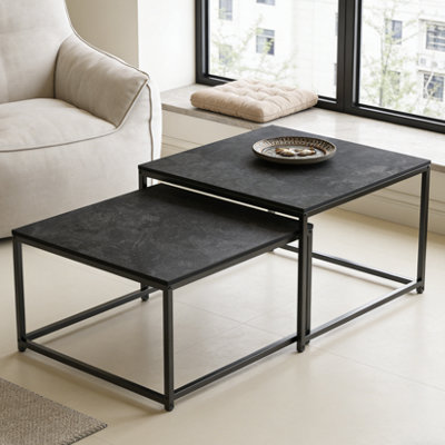 FATIVO Small Large Square Coffee Table Set of 2 Square Centre Table ...