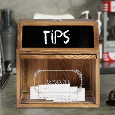 FATIVO Solid Wood Collection Box Suggestion Cards Tip Jar Donation ...