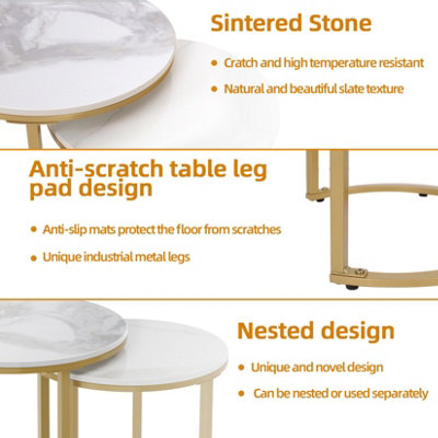 FATIVO Stunning Nesting Coffee Table Slim Marble Side Table Hall ...