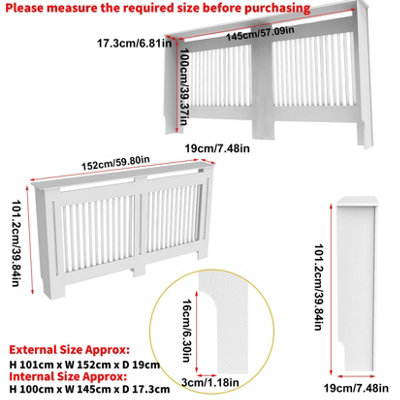 FATIVO Vertical Radiator Cover Grill Shelf Cabinet MDF Wood (19D x 152W ...