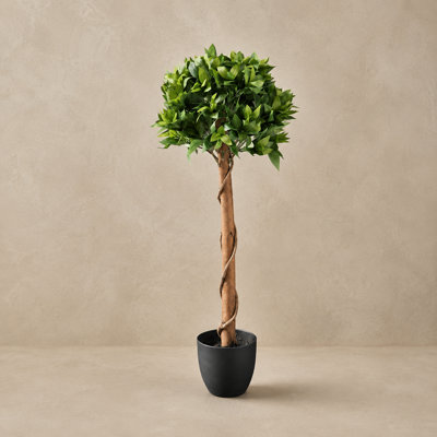 Faux Bay Tree Artificial Indoor Tree Black Pot - 100cm