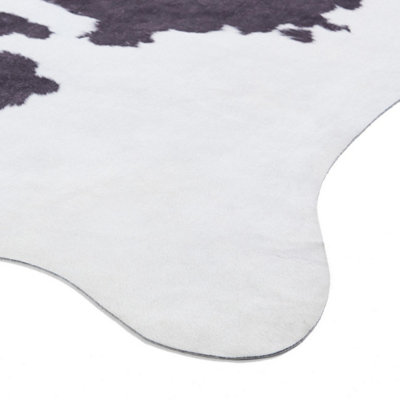 Faux Cow Print Black White Abstract Modern Cowhide Animal Rug for Living Rug for Living Room and Bedroom-155cm X 195cm