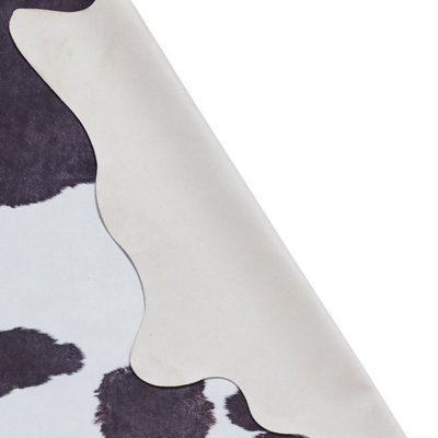 Faux Cow Print Black White Abstract Modern Cowhide Animal Rug for Living Rug for Living Room and Bedroom-155cm X 195cm