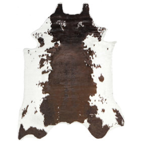 Faux Cowhide Area Rug 130 x 170 cm White and Brown BOGONG