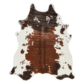 Faux Cowhide Area Rug 150 x 200 cm White and Brown BOGONG