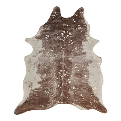Faux Cowhide Area Rug with Spots 130 x 170 cm Brown with Gold BOGONG
