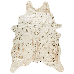 Faux Cowhide Area Rug with Spots 150 x 200 cm Beige with Gold BOGONG